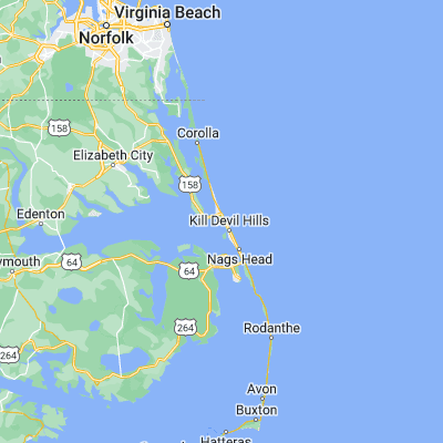 Map showing location of Kitty Hawk (36.064610, -75.705730)