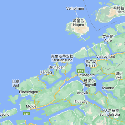 Map showing location of Kristiansund (63.110450, 7.727950)
