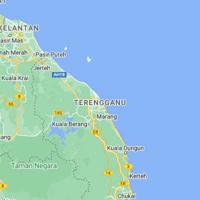 Map showing location of Kuala Terengganu (5.330200, 103.140800)