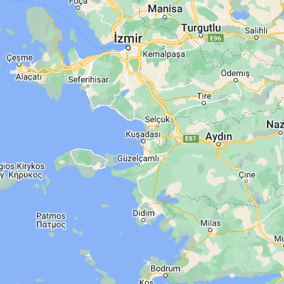 Map showing location of Kuşadası (37.855620, 27.256600)