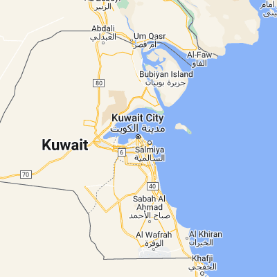 Map showing location of Kuwait City (29.369720, 47.978330)