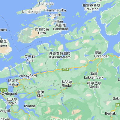 Map showing location of Kyrksæterøra (63.290570, 9.089090)