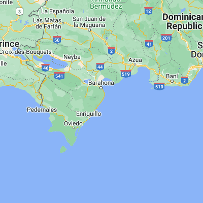Map showing location of La Ciénaga (18.068580, -71.106510)