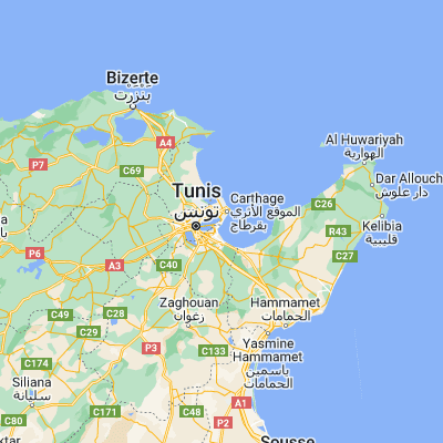 Map showing location of La Goulette (36.818060, 10.305000)