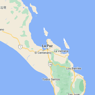 Map showing location of La Paz (24.166670, -110.300000)