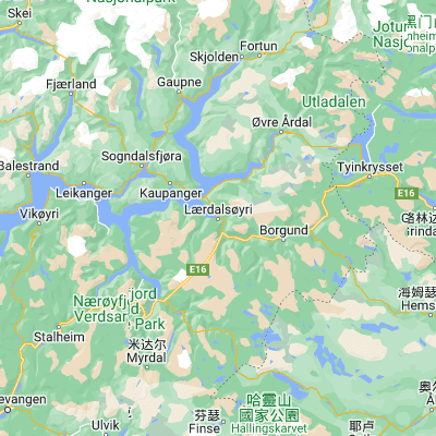 Map showing location of Lærdalsøyri (61.098050, 7.481580)