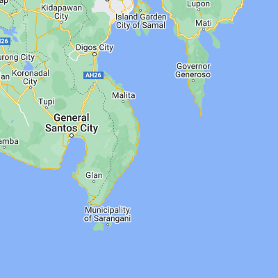 Map showing location of Lamitan (6.087220, 125.702220)