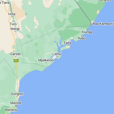 Map showing location of Lamu (-2.271690, 40.902010)