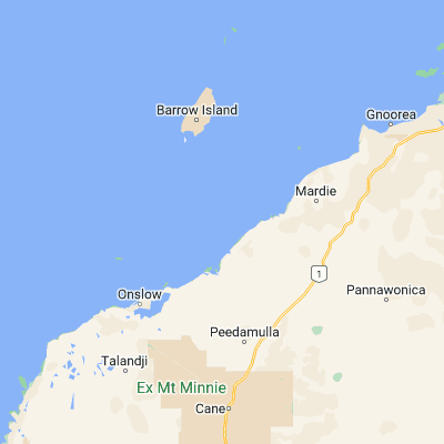 Map showing location of Large Island (-21.295000, 115.502800)