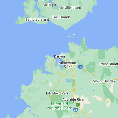 Map showing location of Larrakeyah (-12.455270, 130.831720)