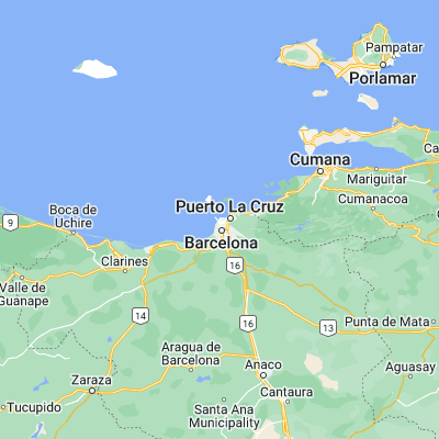 Map showing location of Lecherías (10.197690, -64.694070)