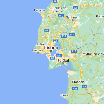 Map showing location of Lisbon (38.716670, -9.133330)
