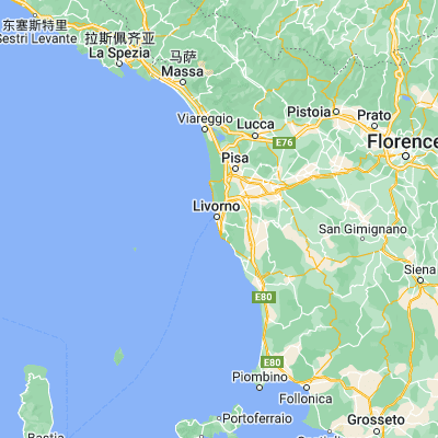 Map showing location of Livorno (43.542640, 10.316000)