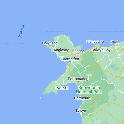 Map showing location of Llanddwyn Island (53.133330, -4.416670)