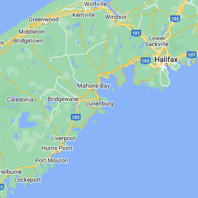 Map showing location of Lunenburg (44.383450, -64.315450)