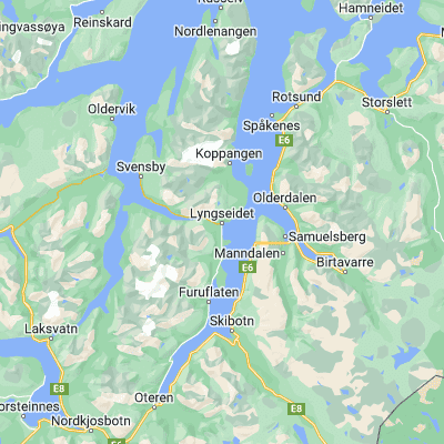 Map showing location of Lyngseidet (69.576290, 20.218870)