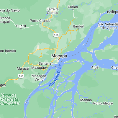 Map showing location of Macapá (0.038890, -51.066390)