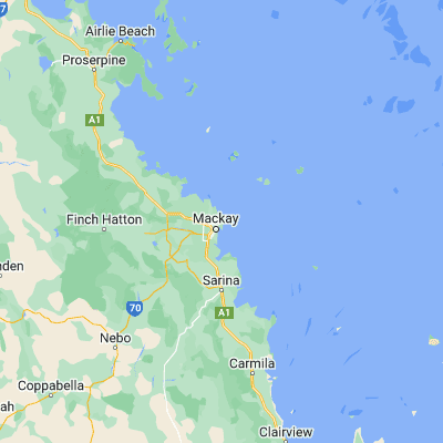 Map showing location of Mackay (-21.108760, 149.211330)