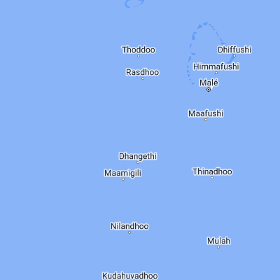 Map showing location of Mahibadhoo (3.783330, 72.966670)