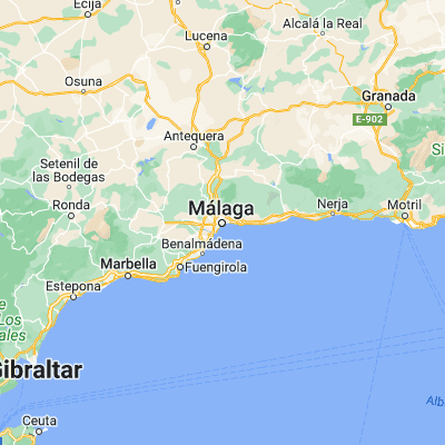 Map showing location of Málaga (36.720160, -4.420340)