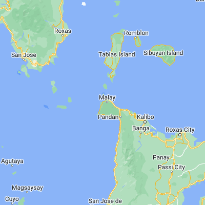Map showing location of Malay (11.900270, 121.909110)