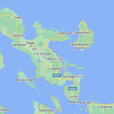 Map showing location of Malinao (13.399200, 123.706900)