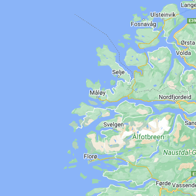 Map showing location of Måløy (61.935350, 5.113620)