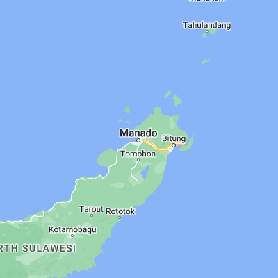 Map showing location of Manado (1.487000, 124.845500)