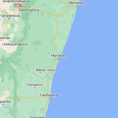 Map showing location of Manakara (-22.145440, 48.015660)