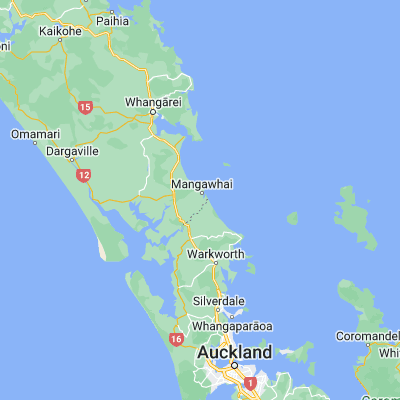 Map showing location of Mangawhai (-36.116670, 174.566670)