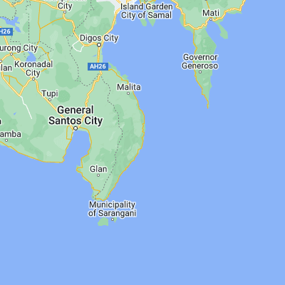 Map showing location of Mangili (6.003330, 125.683890)