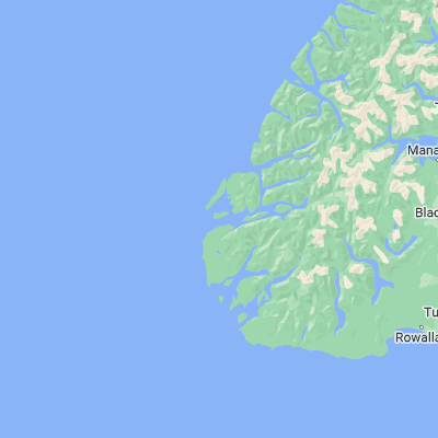 Map showing location of Many Islands (-45.768420, 166.520040)