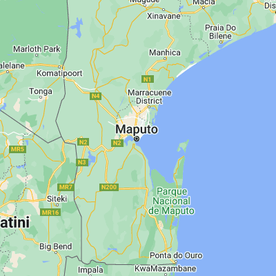 Map showing location of Maputo (-25.965530, 32.583220)