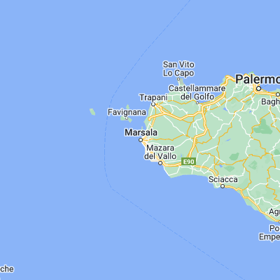 Map showing location of Marsala (37.796640, 12.435180)