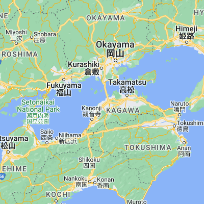 Map showing location of Marugame (34.283330, 133.783330)