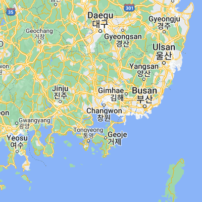 Map showing location of Masan (35.208060, 128.572500)