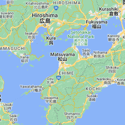 Map showing location of Matsuyama-shi (33.839160, 132.765740)