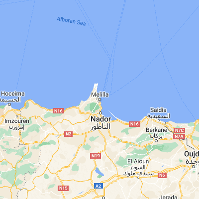 Map showing location of Melilla (35.293690, -2.938330)