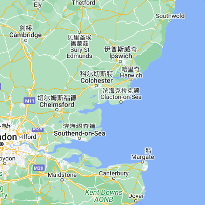 Map showing location of Mersea Island (51.783330, 0.950000)