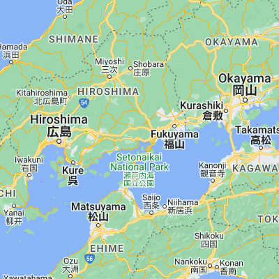 Map showing location of Mihara (34.400000, 133.083330)