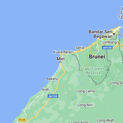 Map showing location of Miri (4.414800, 114.008900)