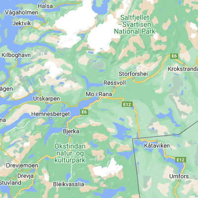 Map showing location of Mo i Rana (66.312780, 14.142780)