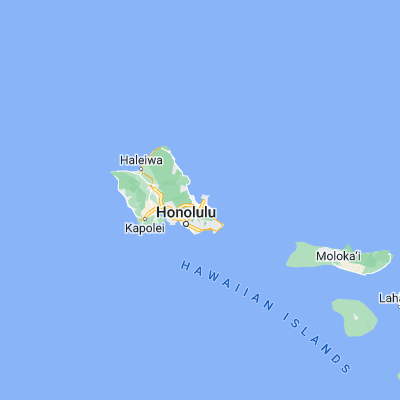 Map showing location of Moku o Loʻe (Coconut Island) (21.433610, -157.788060)