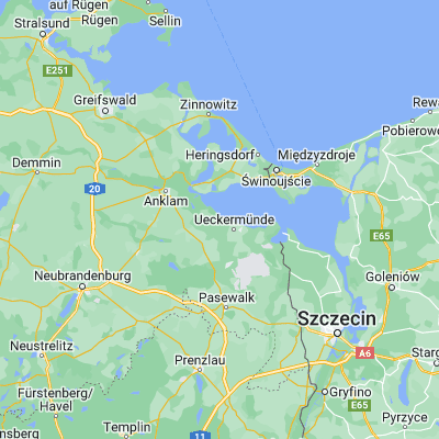 Map showing location of Mönkebude (53.766670, 13.966670)
