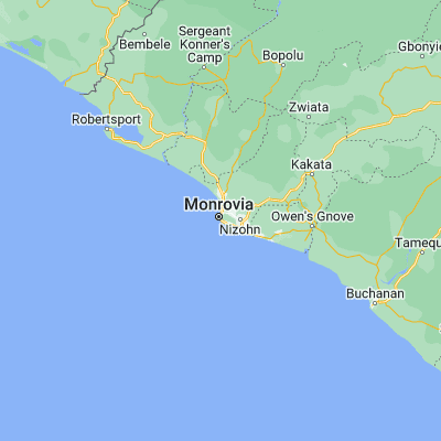 Map showing location of Monrovia (6.300540, -10.796900)