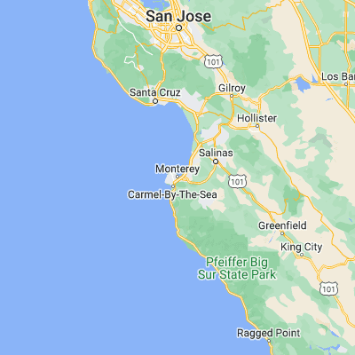 Map showing location of Monterey (36.600240, -121.894680)