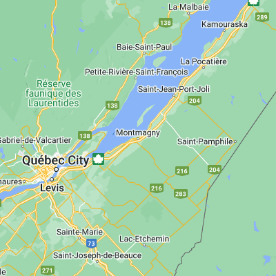Map showing location of Montmagny (46.980430, -70.554930)