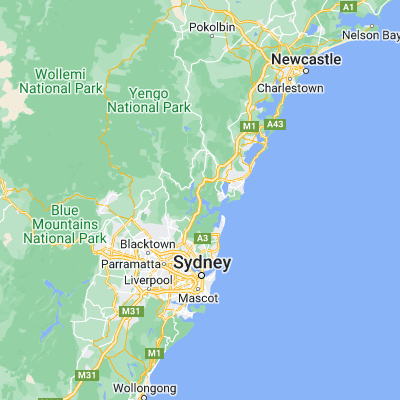 Map showing location of Mooney Mooney (Hawkesbury River) (-33.524320, 151.200970)