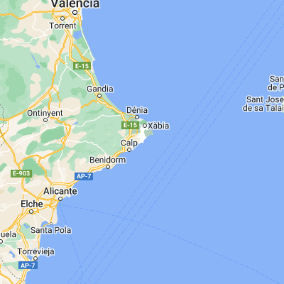 Map showing location of Moraira (38.688660, 0.134840)
