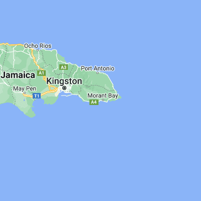 Map showing location of Morant Bay (17.881450, -76.409270)